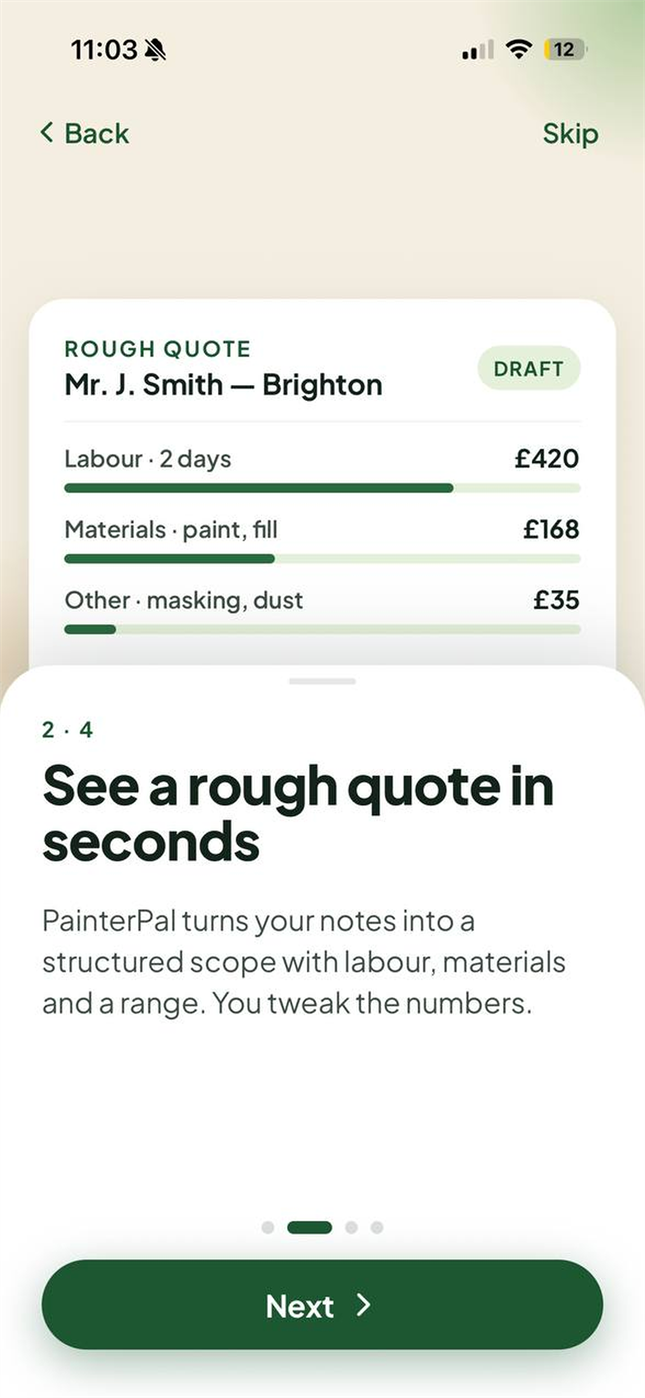 PainterPal branded quote PDF ready to share with a customer.